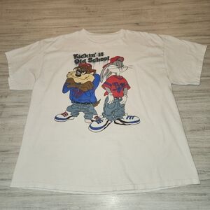 Vintage Looney Tunes Short Sleeve T-shirt Adult Bugs Bunny Tasmanian&Devil A2